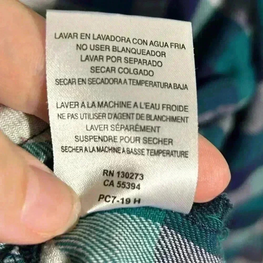 Wrangler Wrancher Shirt Teal/Navy/Cream Plaid Flannel Button Down Shirt. Size XL - Picture 7 of 12